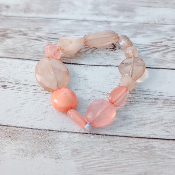 Vintage Stretch Bracelet - Chunky - Dusky Pinky Peach Tones - Picture 3 of 8